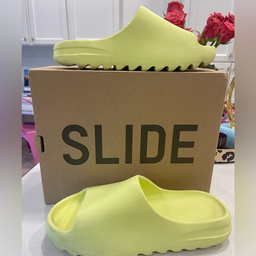 Yeezy slides neon yellow